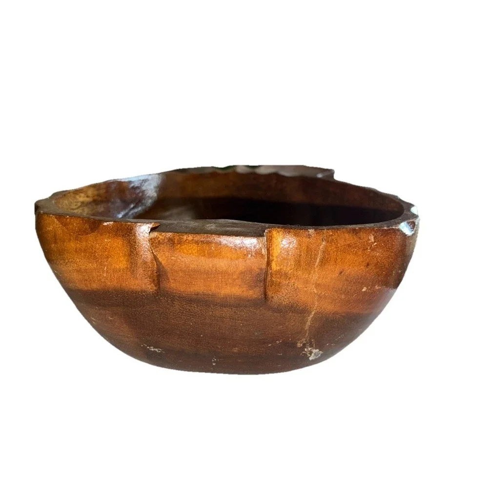 Pineapple Bowl‎ Monkey Pod Wood Carved Tray Dish Hawaii Vintage
